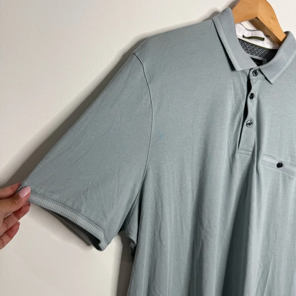 Ted Baker Men's Tortilla Tipped Polo‎ Pale Blue XXL Short Sleeves Preppy Casual